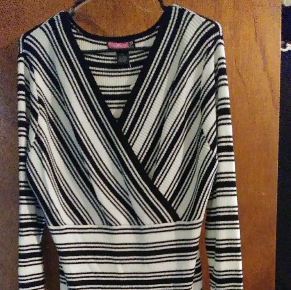 Black and white striped dress